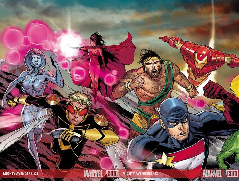 Avengers Team in Action — Red, Dramatic, Comic, Superheroes