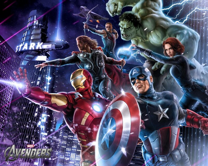 Avengers Team in Action — Red, Dramatic, Night