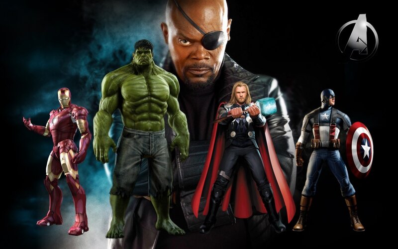 Avengers Team Members — Black, Dramatic, Digital Art