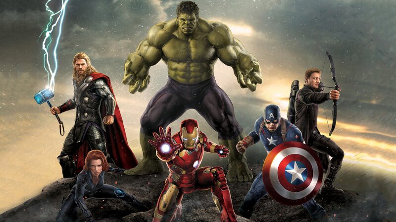 Avengers Team on Rock — Green, Dramatic