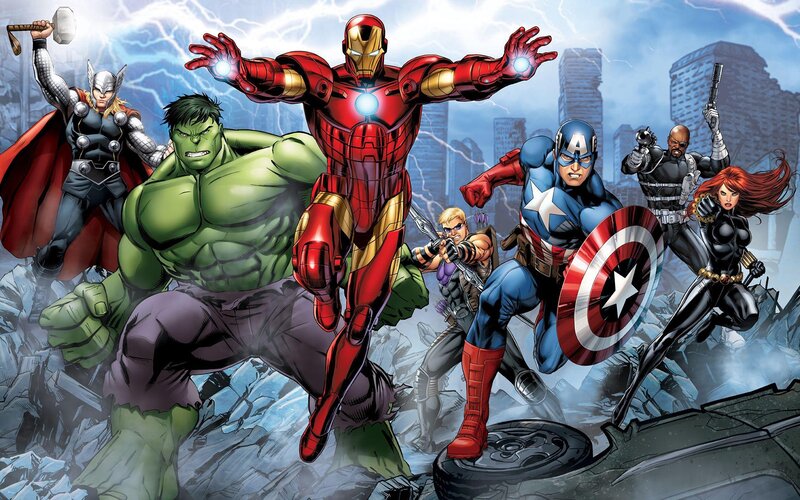 Avengers Team — Red, Dramatic, Comic, Superheroes
