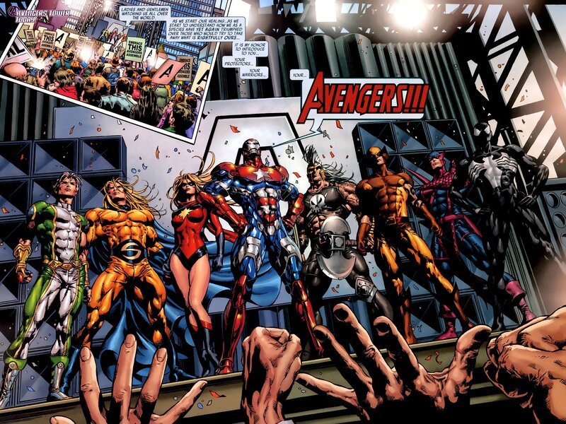 Avengers Team — Red, Dramatic, Comic