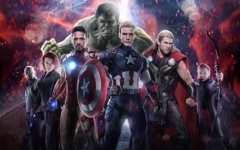 Avengers Team — Red, Dramatic, Digital Art