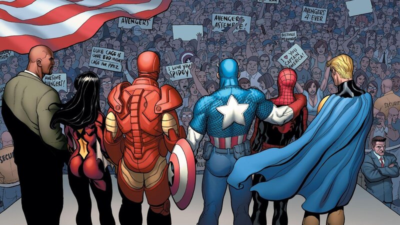 Avengers Team Standing — Red, Patriotic