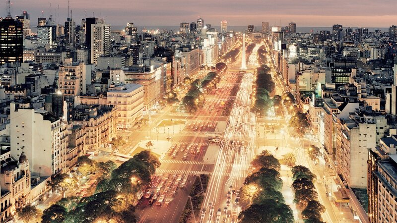 Avenida 9 De Julio — Orange, Dramatic, Night