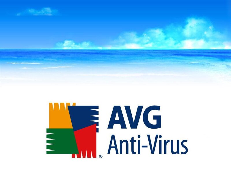 AVG Anti-Virus logo on beach