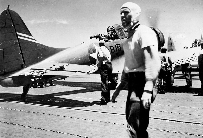 Aviation crew on aircraft carrier deck