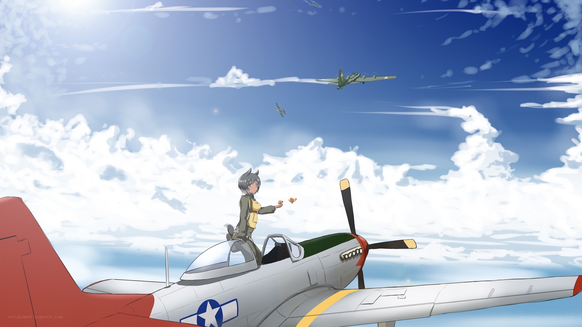 aviator girl in sky