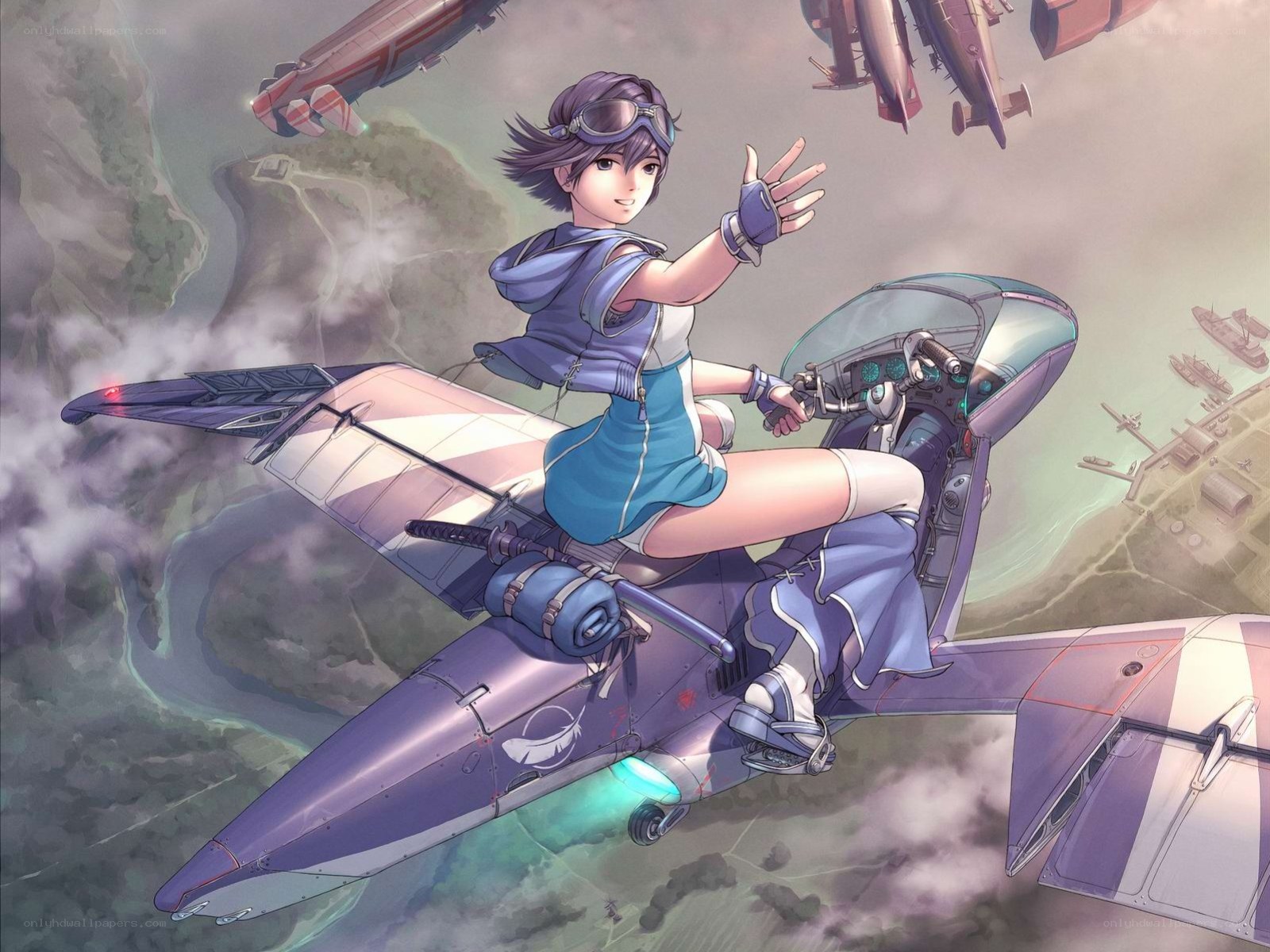 aviator girl in sky