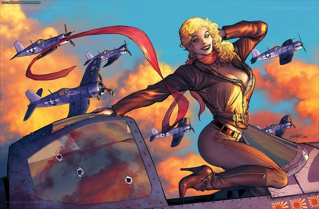 Aviator woman with planes
