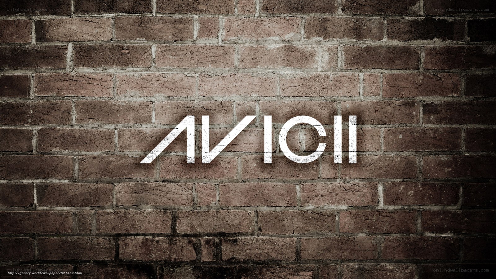 Avicii logo on brick wall
