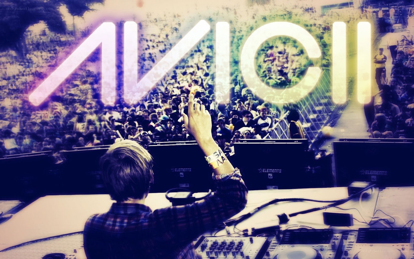 Avicii performing at a concert