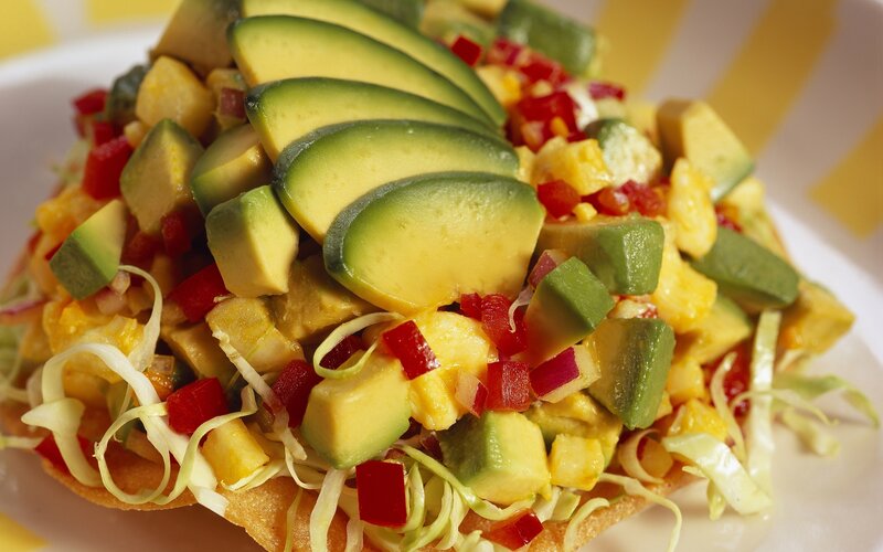 Avocado and corn tostada