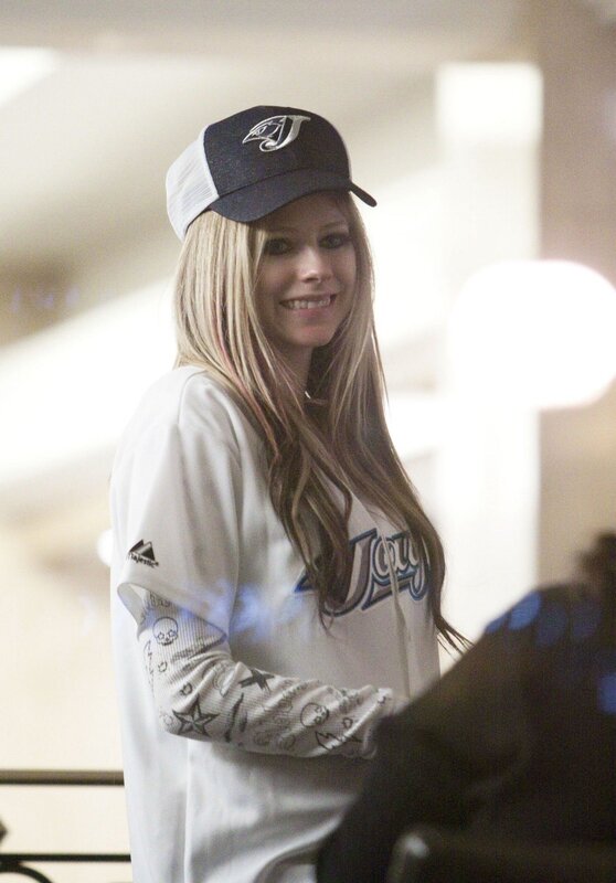 Avril Lavigne at a baseball game