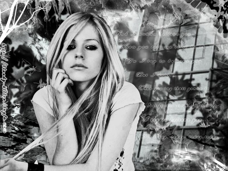 Avril Lavigne black and white portrait