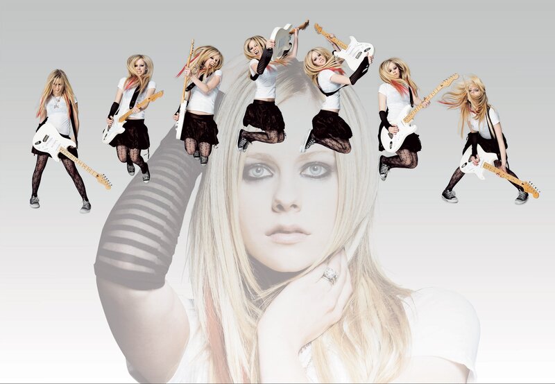 Avril Lavigne guitar poses collage