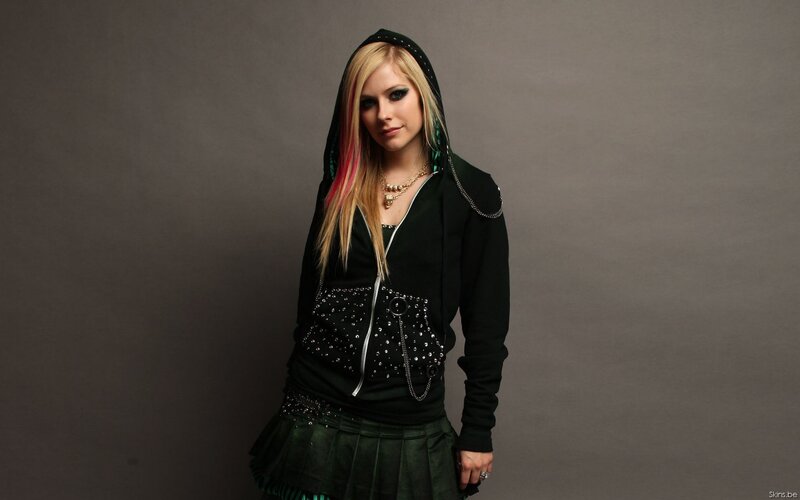 Avril Lavigne in a black hoodie