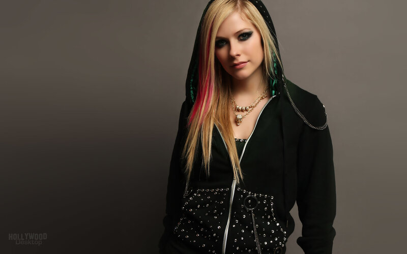 Avril Lavigne in a black hoodie