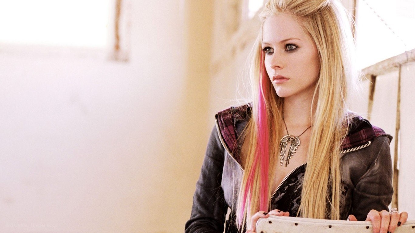 Avril Lavigne in a leather jacket