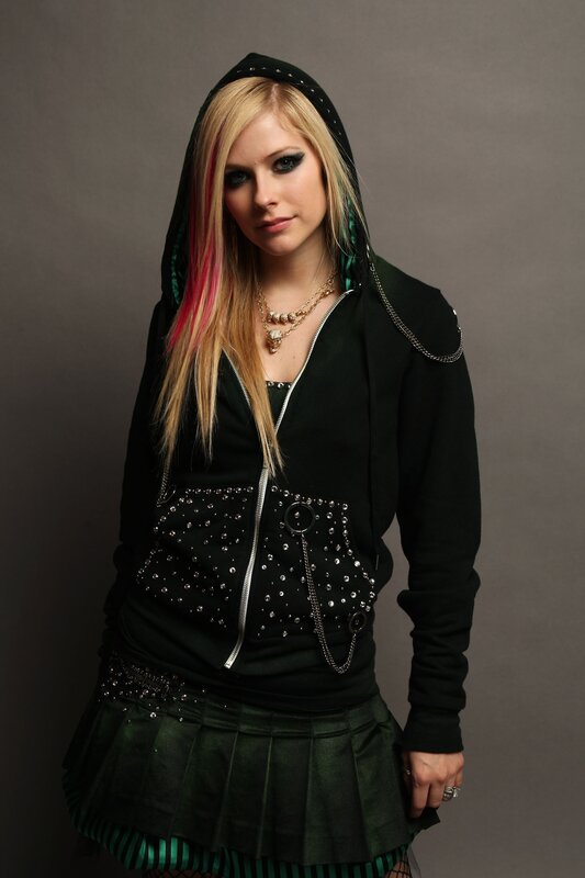 Avril Lavigne in a studded hoodie