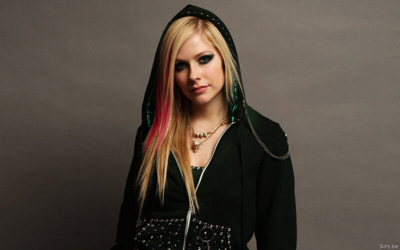 Avril Lavigne in black hoodie