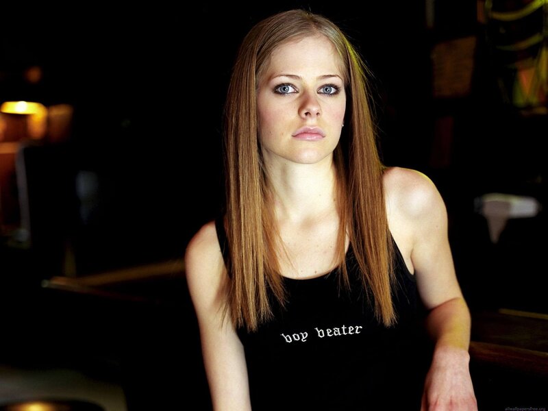 Avril Lavigne in black tank top