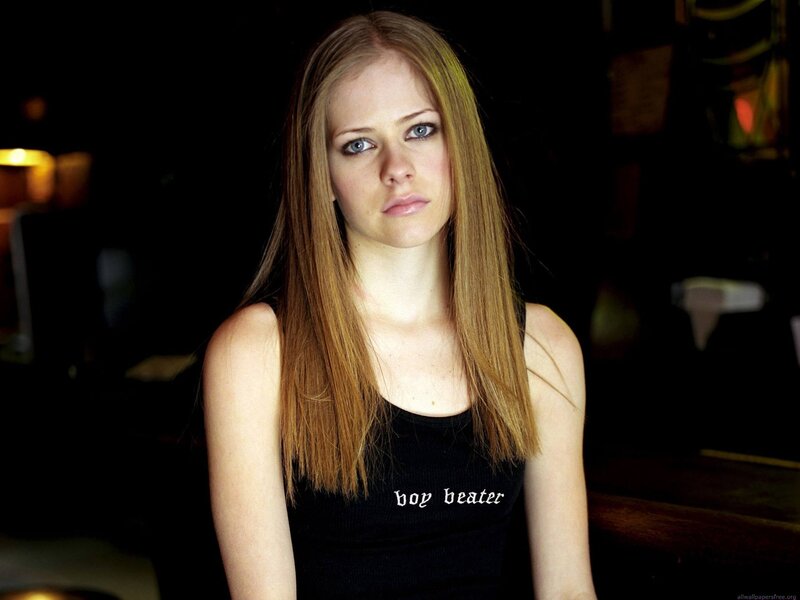 Avril Lavigne in black tank top