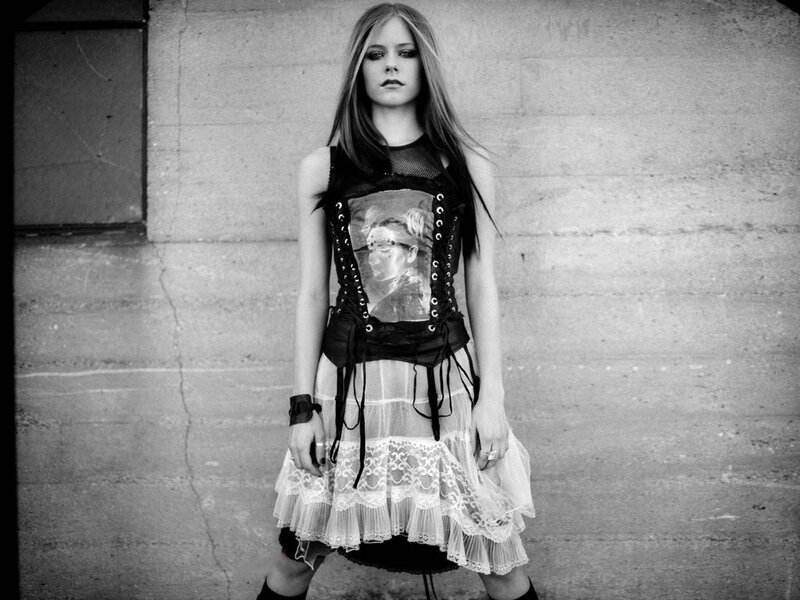Avril Lavigne in corset dress