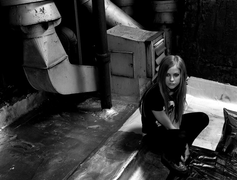 Avril Lavigne in industrial setting