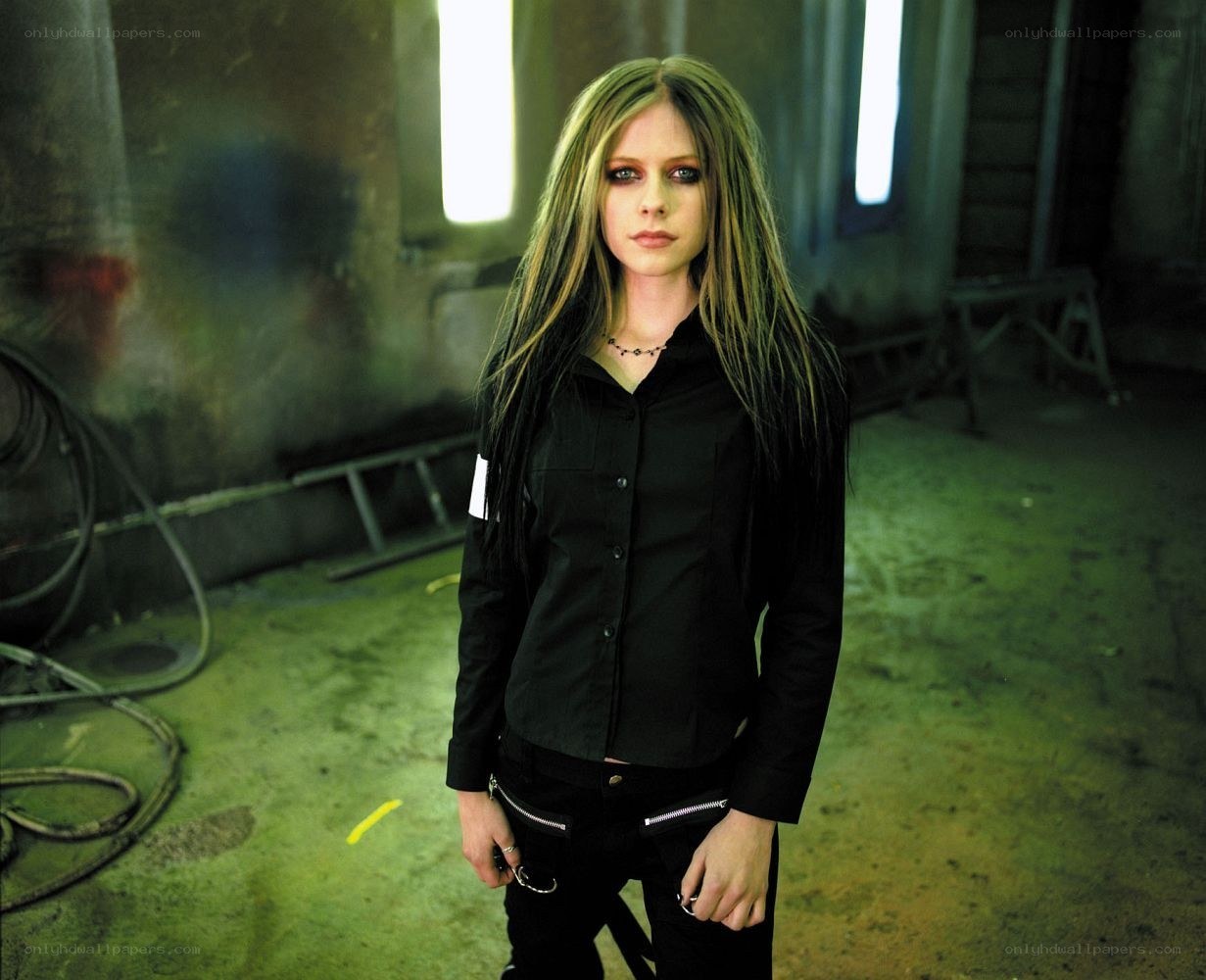 Avril Lavigne in industrial setting