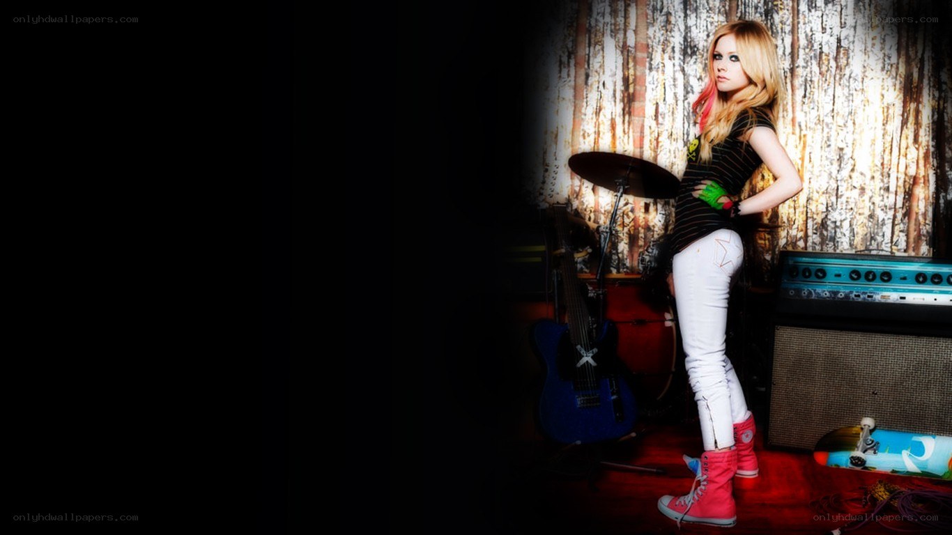 Avril Lavigne in music studio
