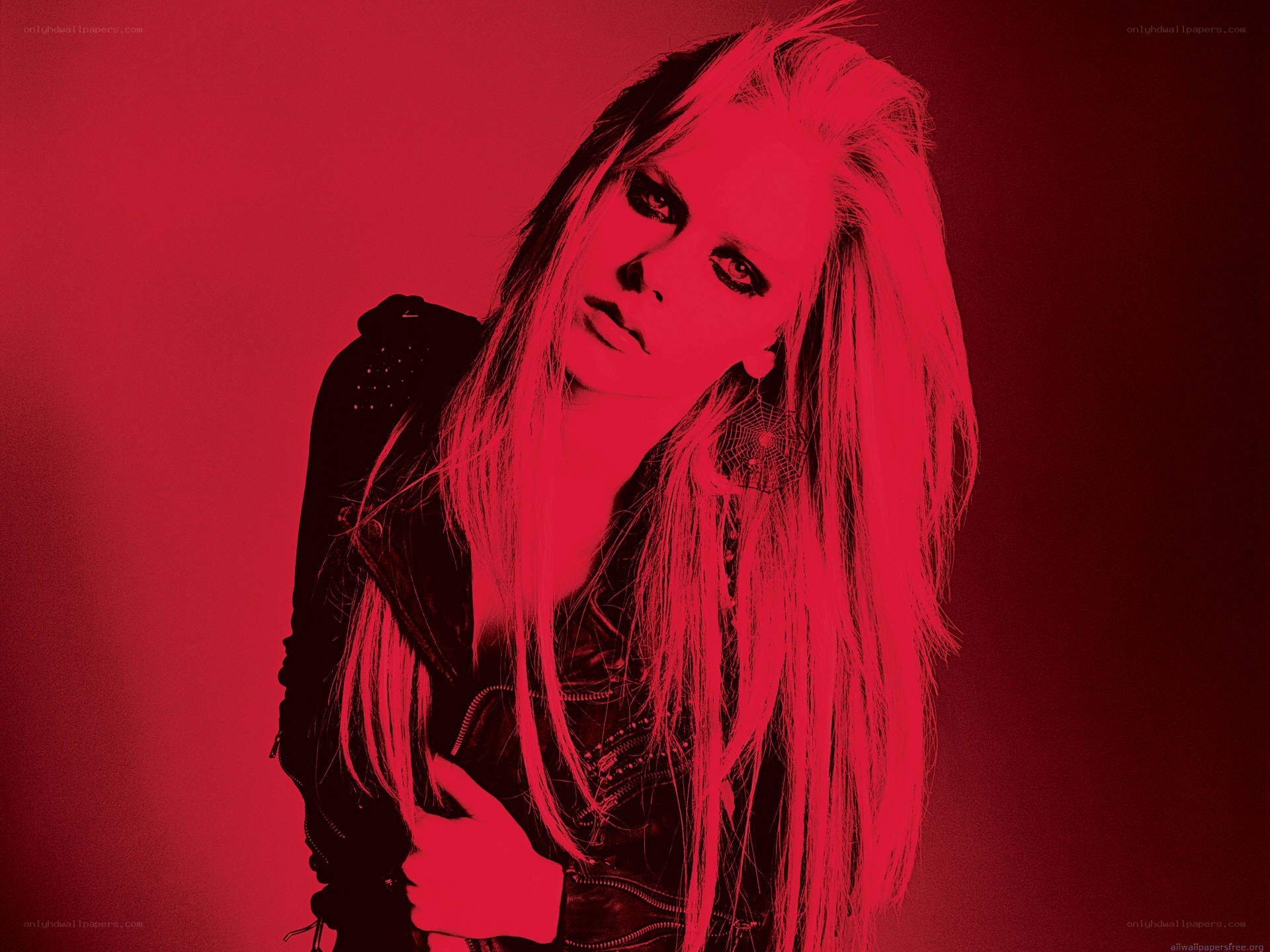Avril Lavigne in red light