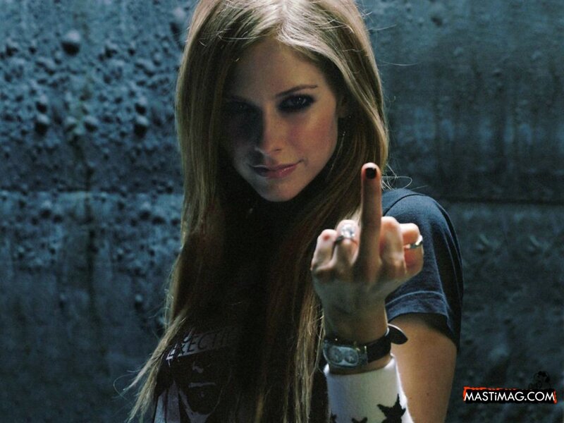 Avril Lavigne making a gesture