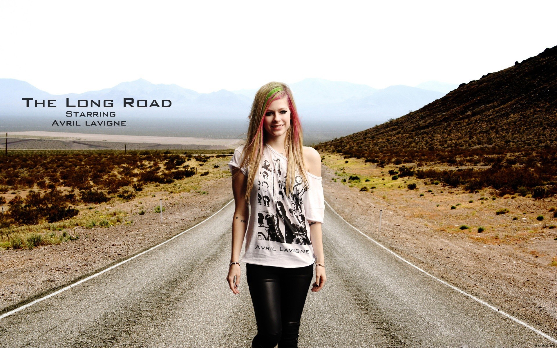 Avril Lavigne on a desert road