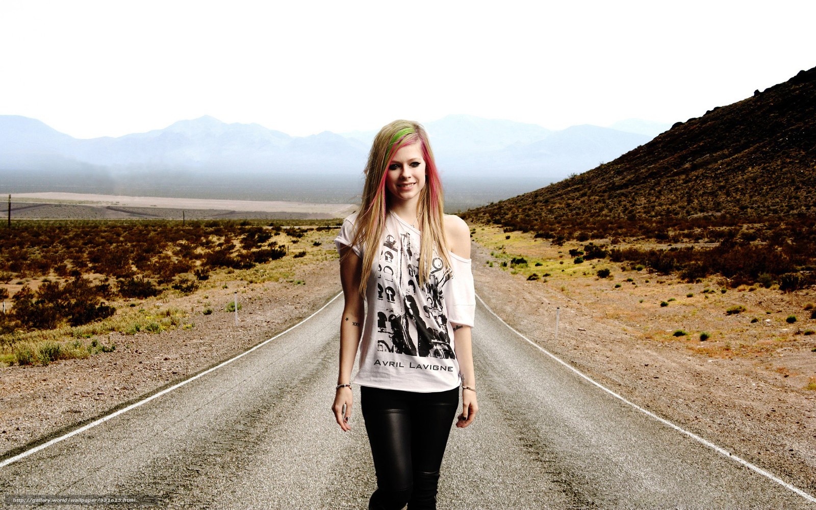 Avril Lavigne on a desert road