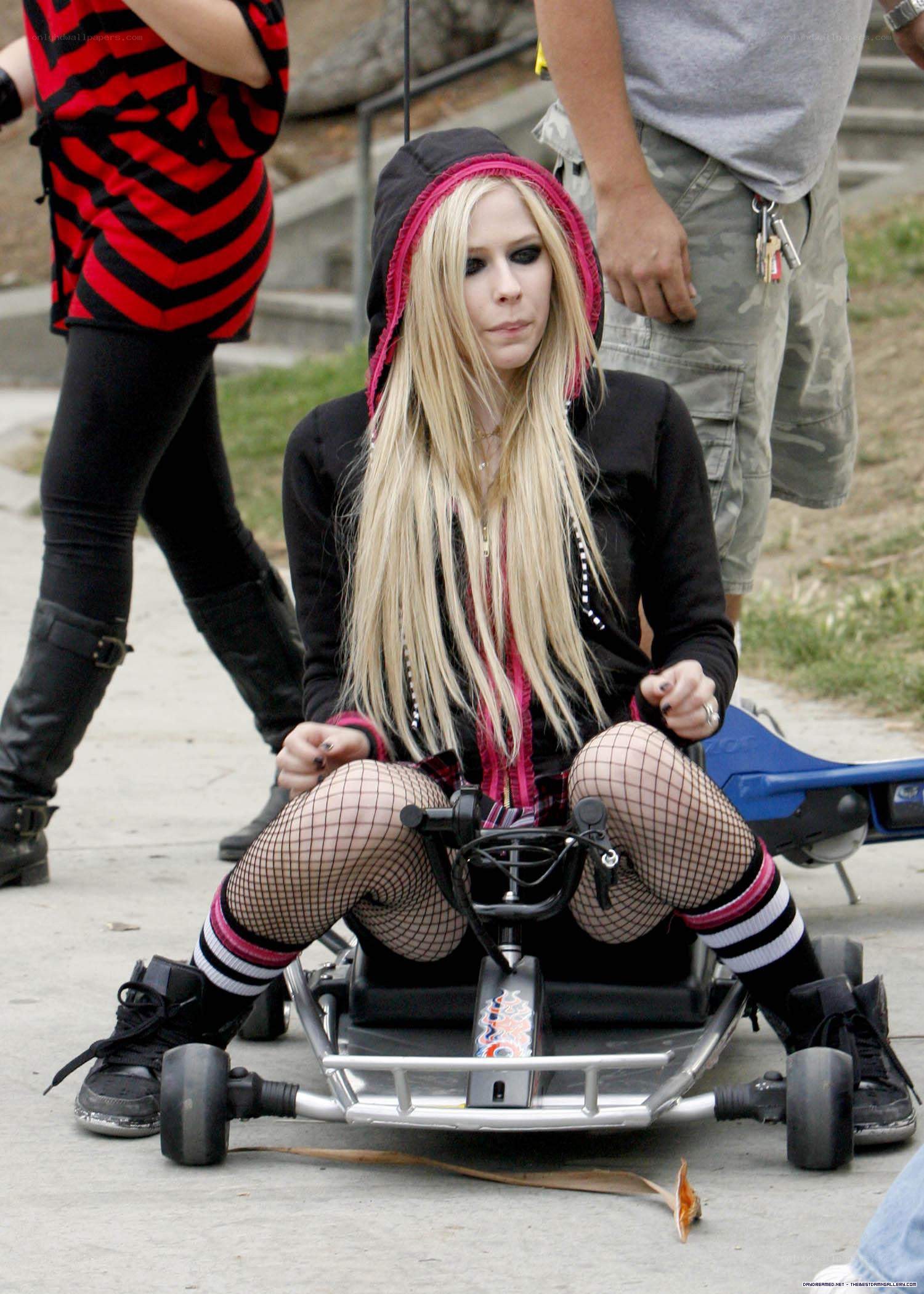 Avril Lavigne on a go-kart