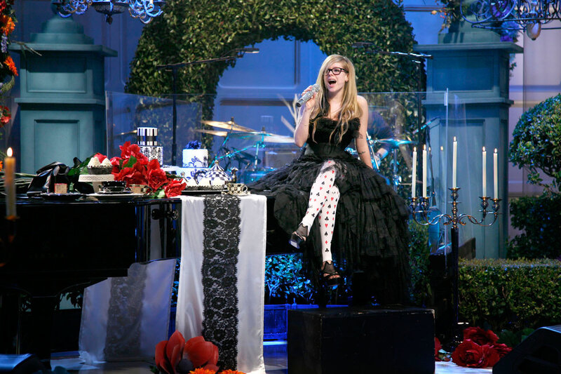 Avril Lavigne performs on stage