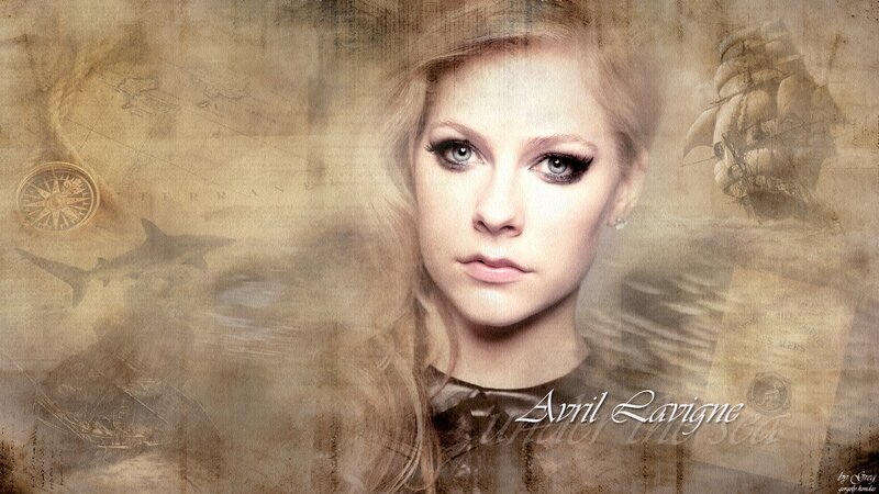 Avril Lavigne Portrait — Brown, Dramatic