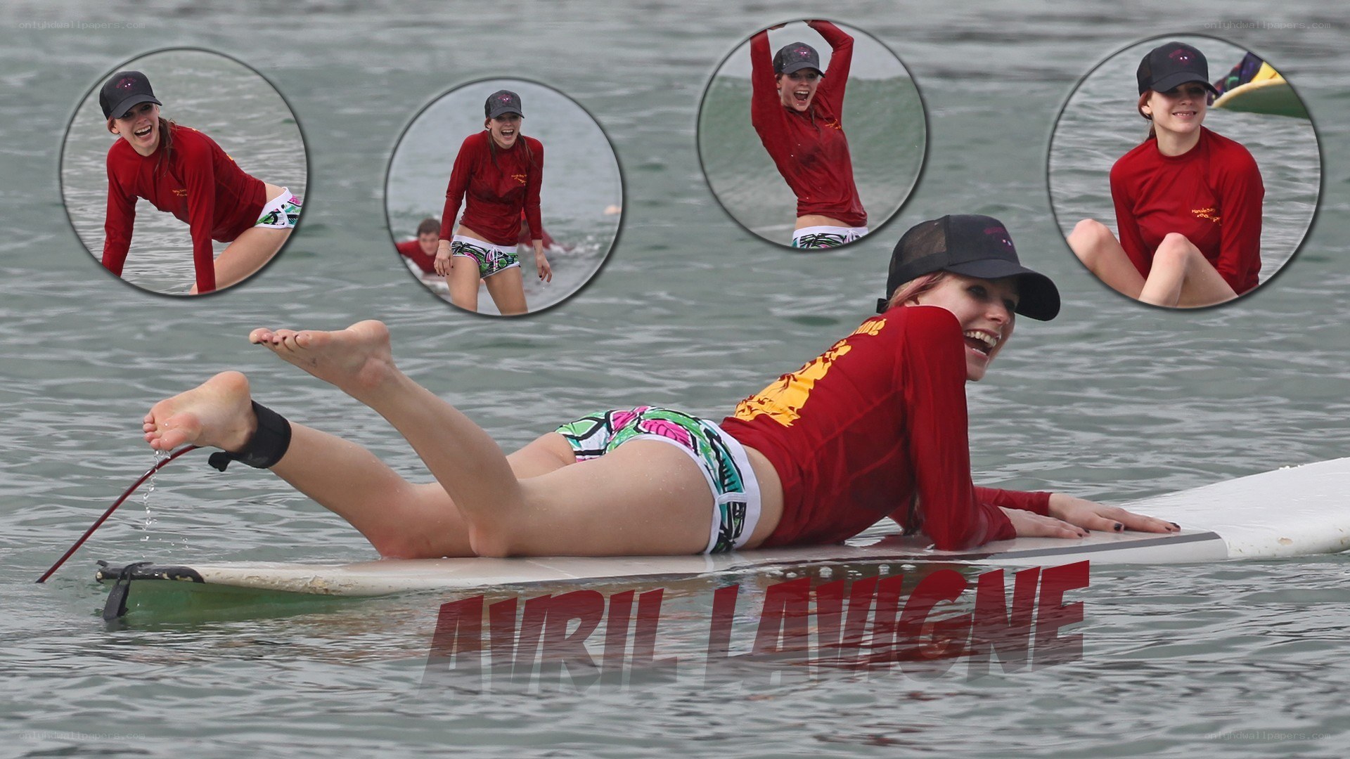 Avril Lavigne surfing