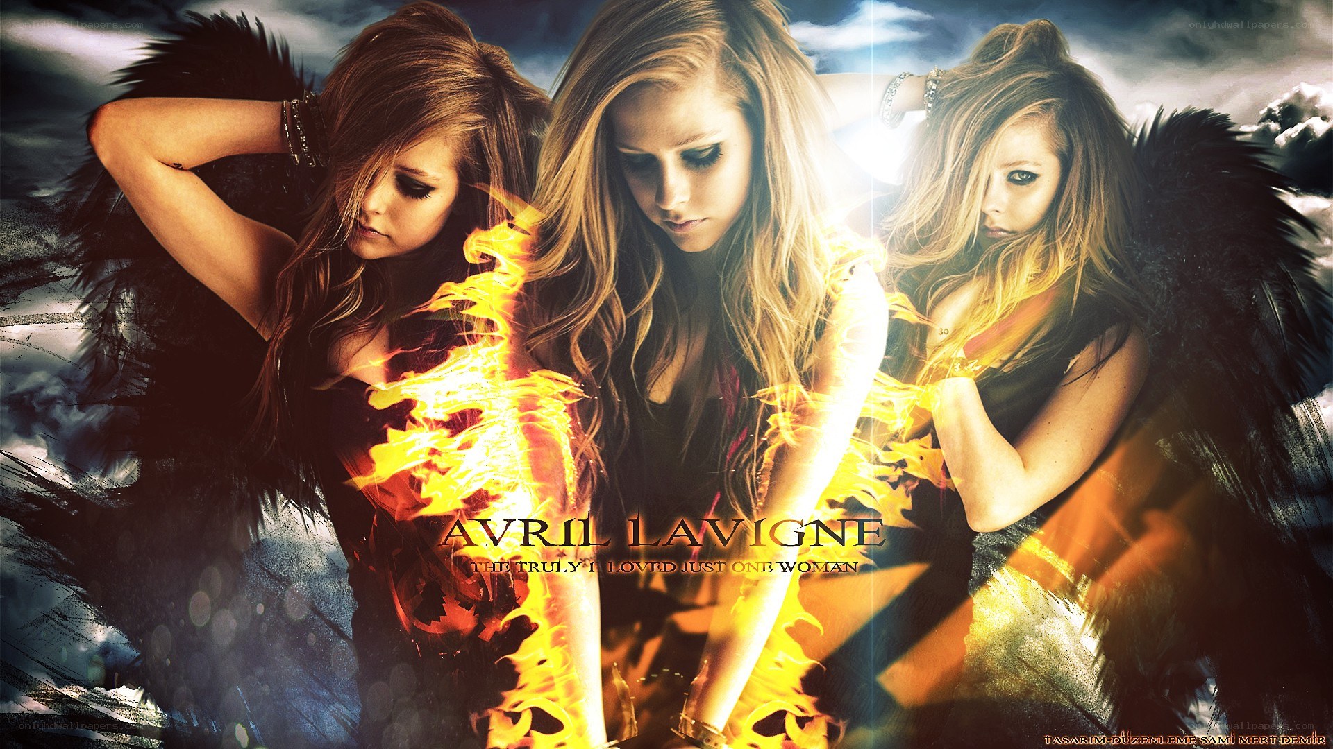 Avril Lavigne with angel wings