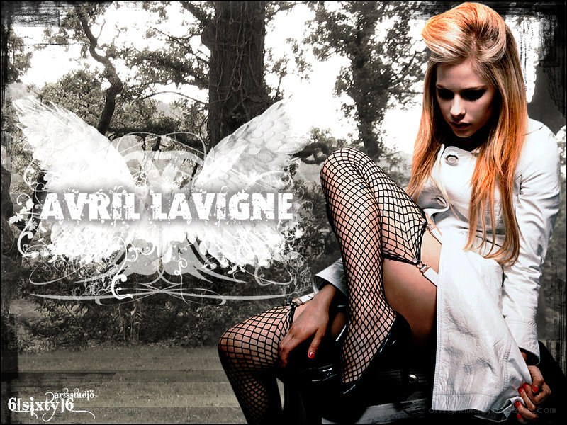 Avril Lavigne with angel wings