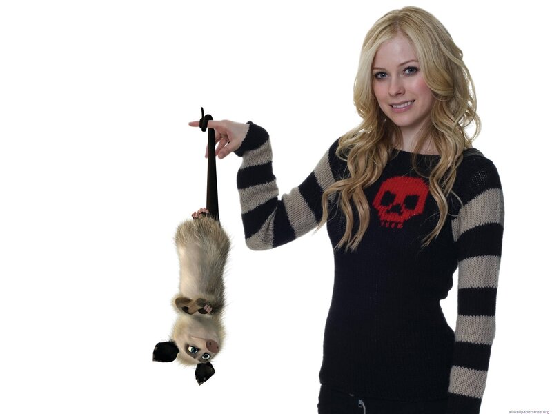 Avril Lavigne with animated opossum