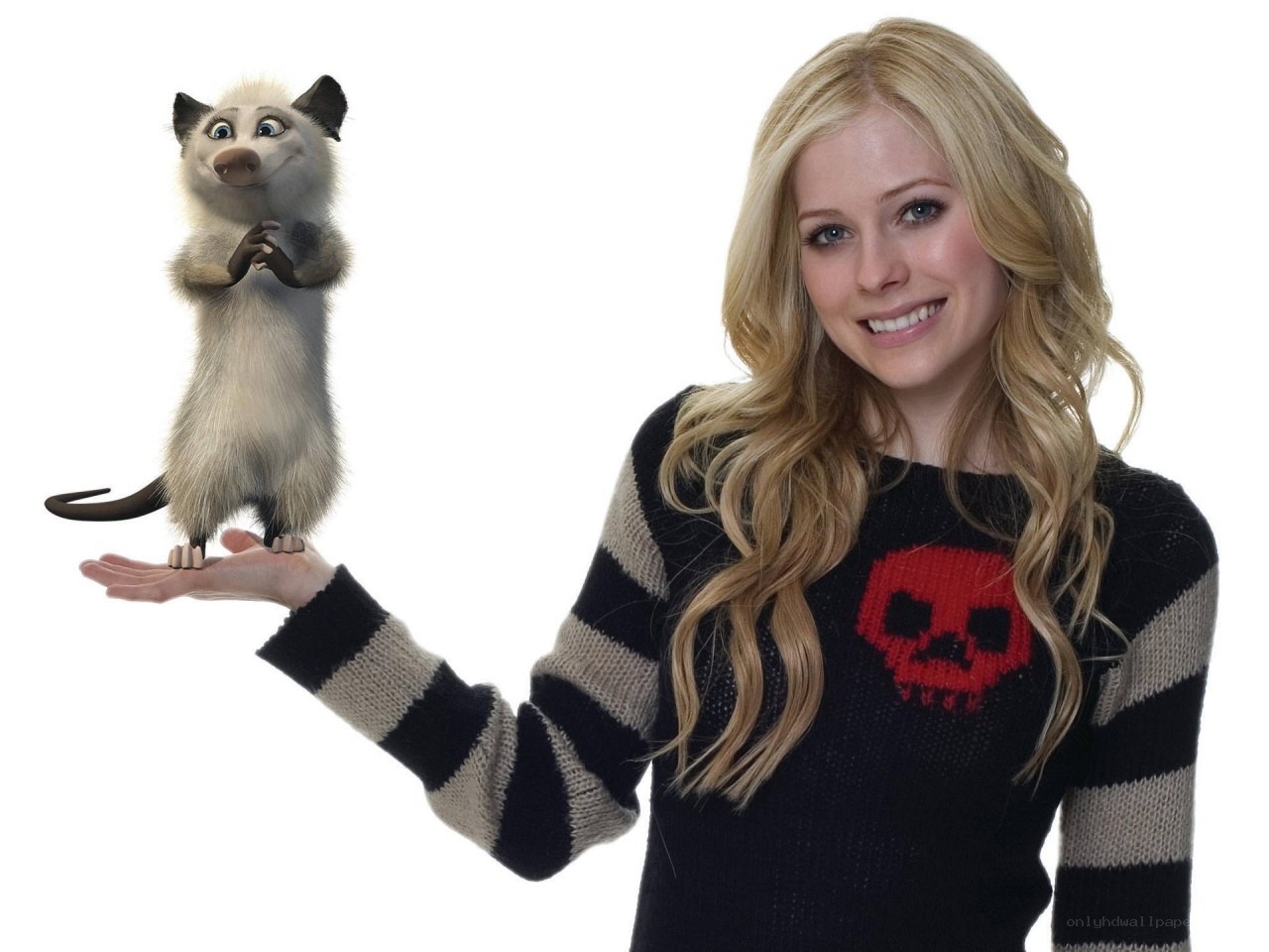 Avril Lavigne with animated opossum