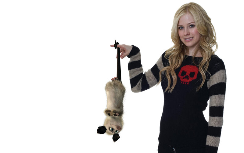 Avril Lavigne with animated opossum