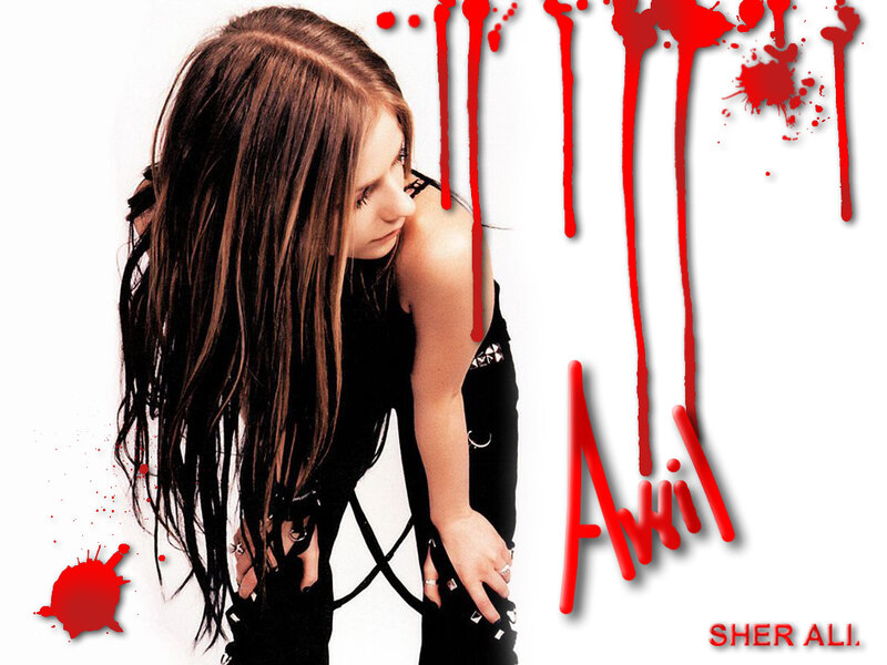Avril Lavigne with blood splatters