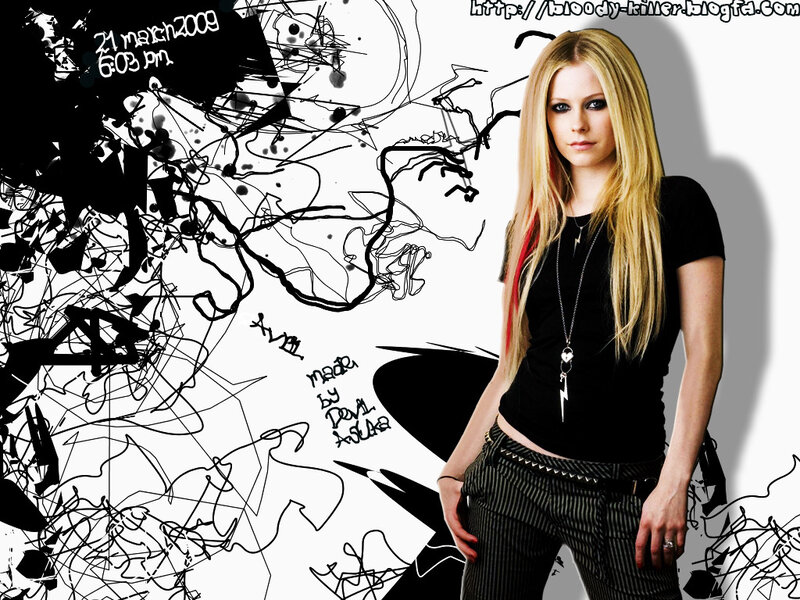 Avril Lavigne with graffiti art