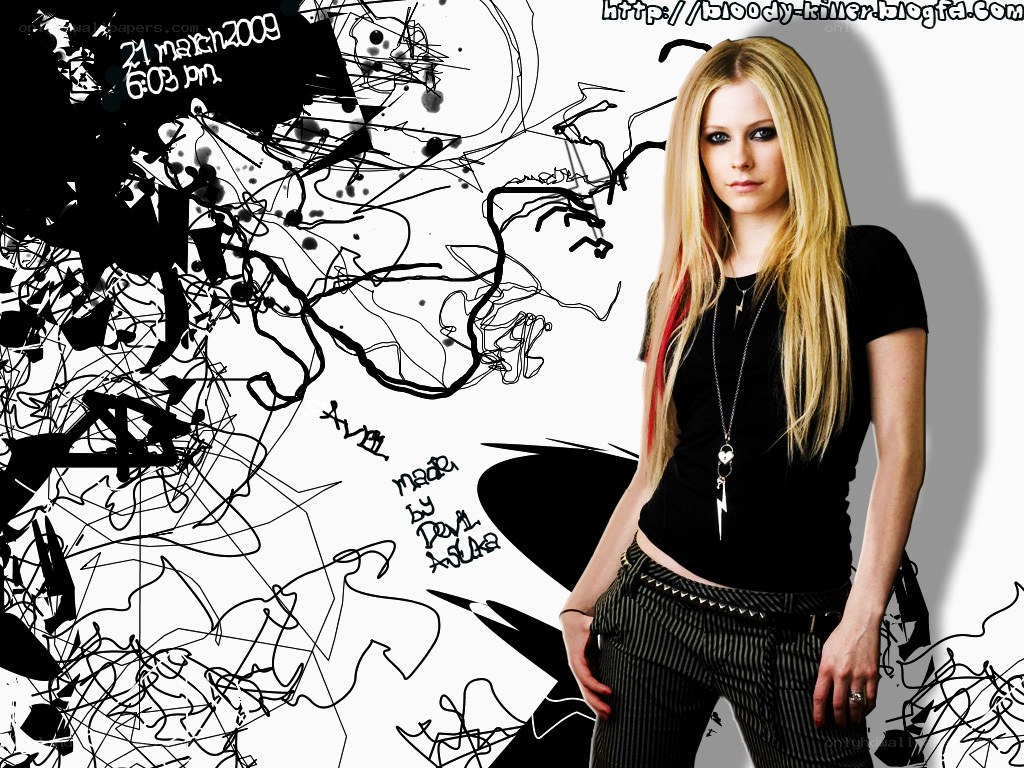 Avril Lavigne with graffiti art