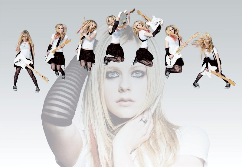 Avril Lavigne with Guitar — White