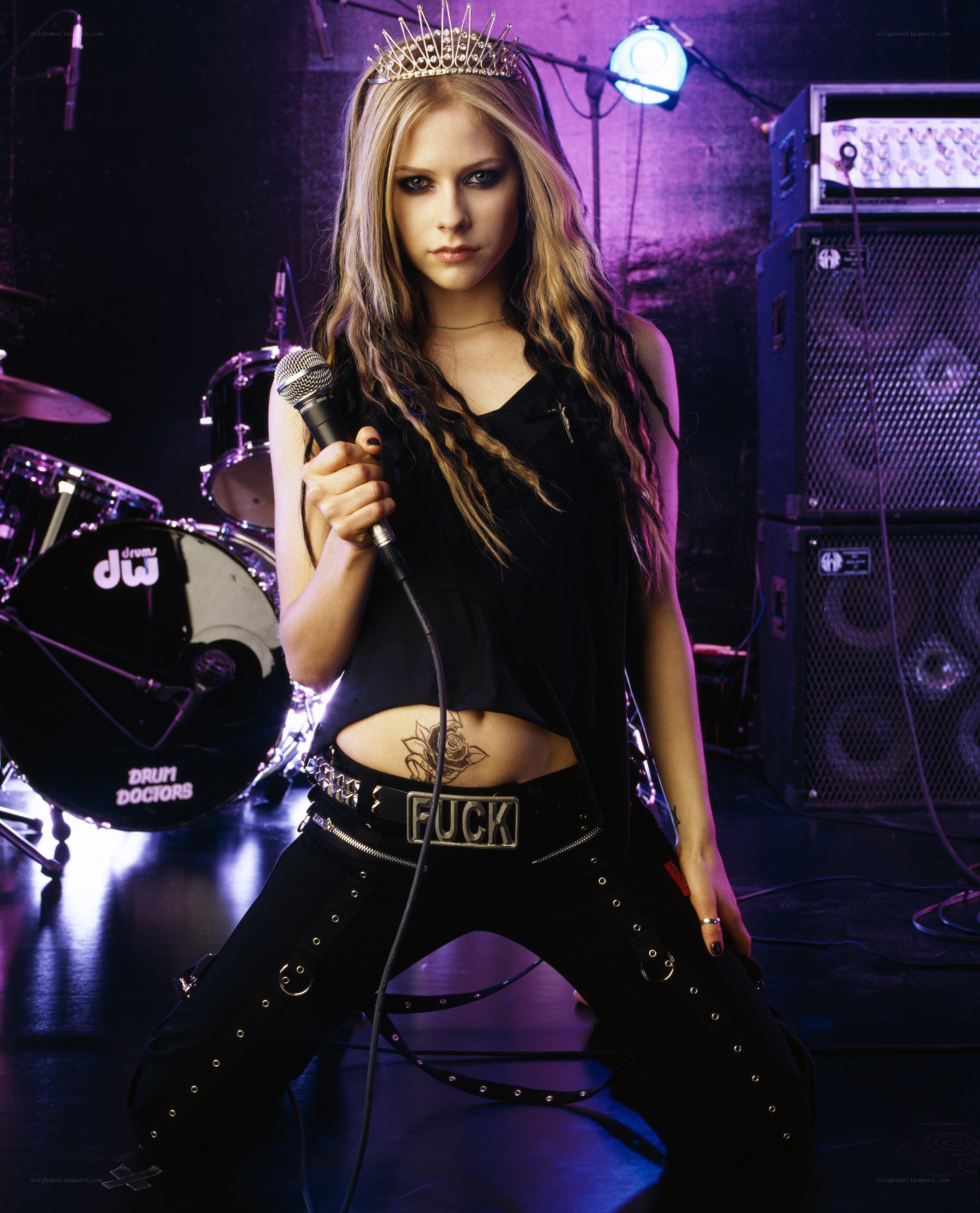 Avril Lavigne with microphone