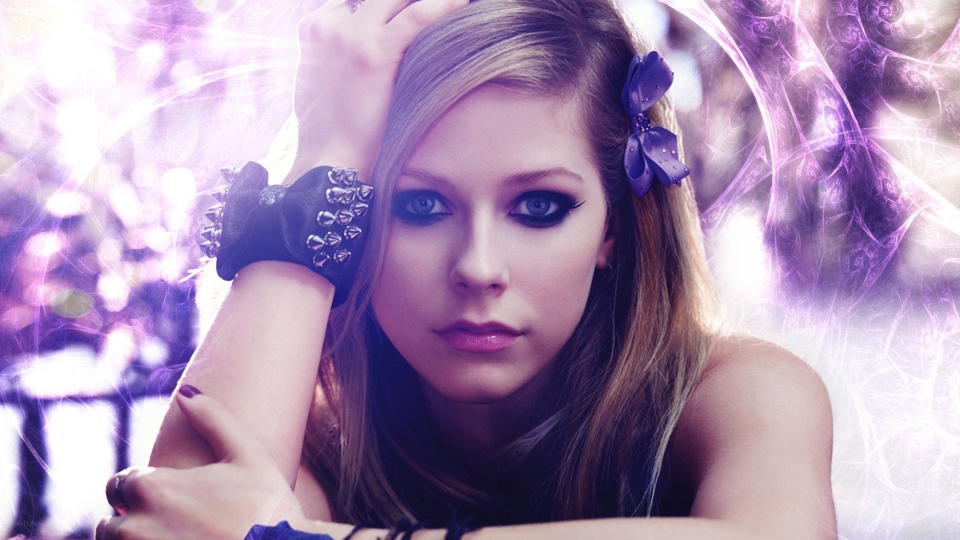 Avril Lavigne with purple effects